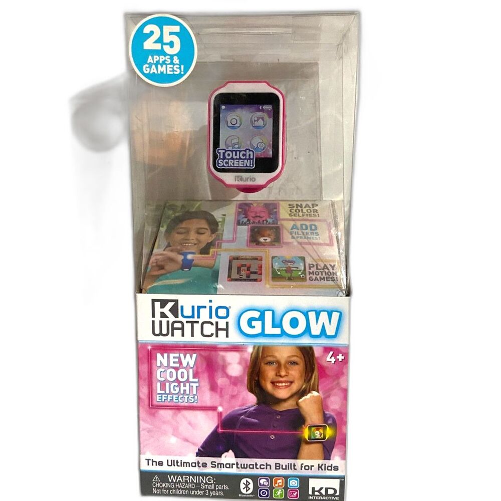 KURIO WATCH GLOW PINK ULTIMATE SMARTWATCH FOR KIDS 25 APPS & GAMES NEW!